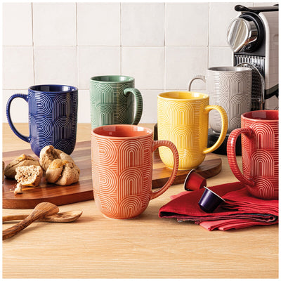 over&back Arch Mugs 480ml Capacity Stoneware 6 Pack Assorted