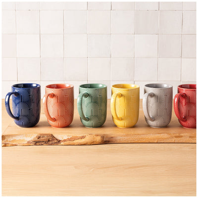 over&back Arch Mugs 480ml Capacity Stoneware 6 Pack Assorted