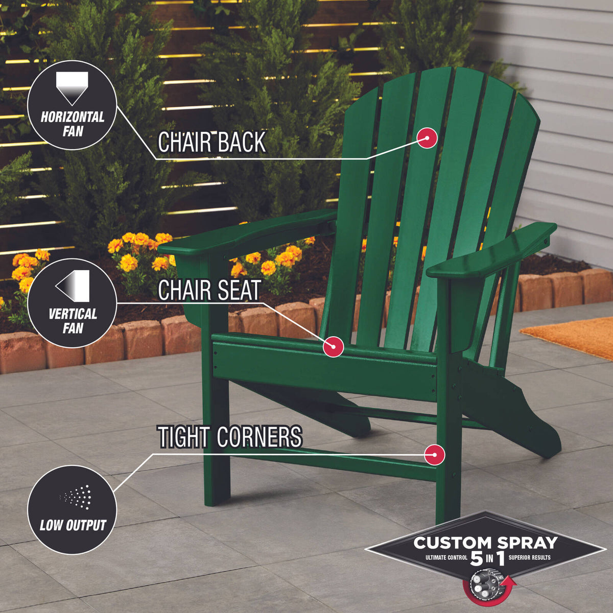 Rust Oleum Custom Spray 5 in 1 Gloss 340g - Dark Hunter Green - 5 Spray Patterns - Rust Protection