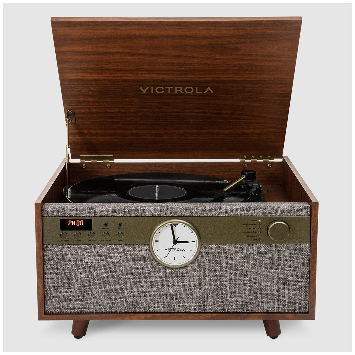 Victrola Century Signature+ 6 In 1 Wood Record Player, Walnut, Bluetooth, 3-Speed