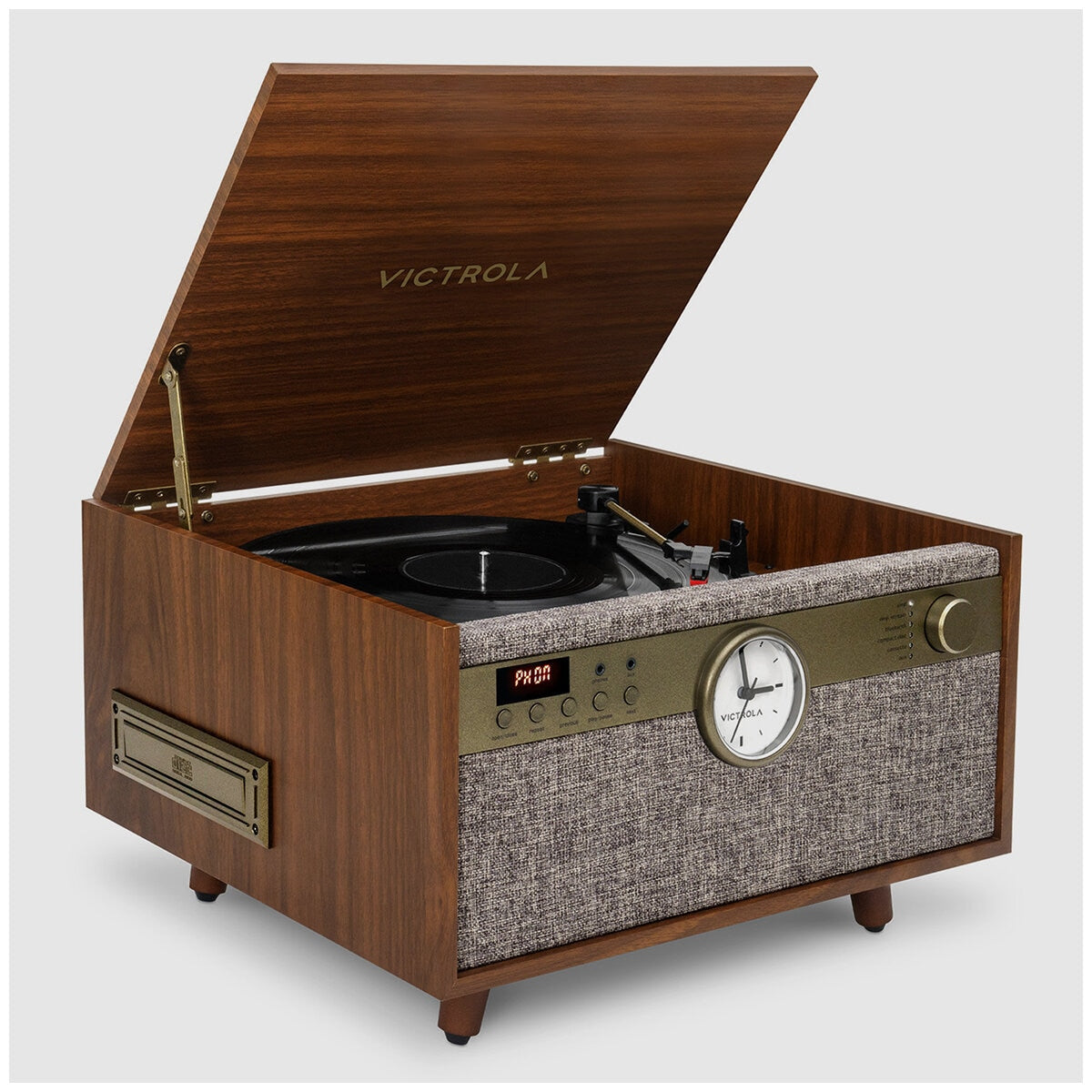 Victrola Century Signature+ 6 In 1 Wood Record Player, Walnut, Bluetooth, 3-Speed