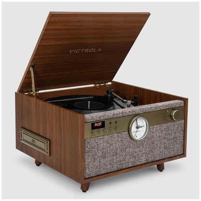 Victrola Century Signature+ 6 In 1 Wood Record Player, Walnut, Bluetooth, 3-Speed