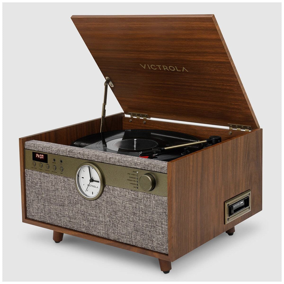 Victrola Century Signature+ 6 In 1 Wood Record Player, Walnut, Bluetooth, 3-Speed