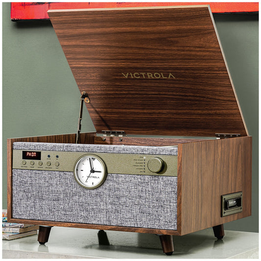 Victrola Century Signature+ 6 In 1 Wood Record Player, Walnut, Bluetooth, 3-Speed - Auzzistore