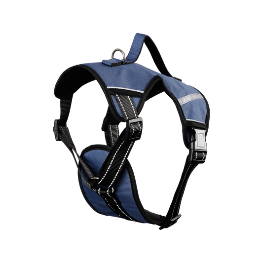 Happy Tails Large Explorer Dog Harness - Adjustable 69cm to 81cm - Reflective Stripes - Soft Grip Handle - Extra Thick Padding