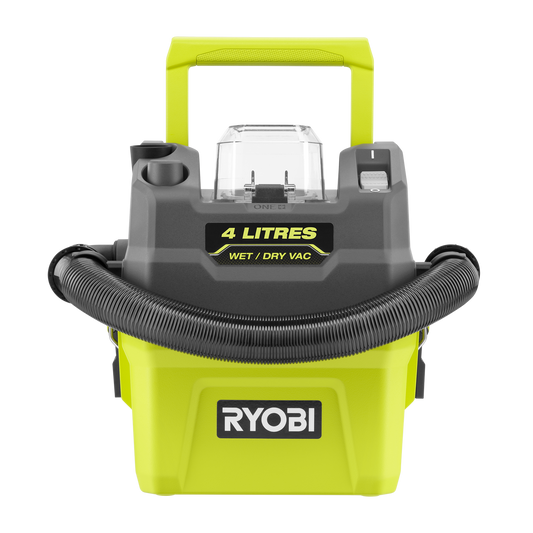 Ryobi 18V ONE+ 4L Wet and Dry Compact Vacuum Tool Only - Lightweight - Portable - IPX4 Water-Resistant