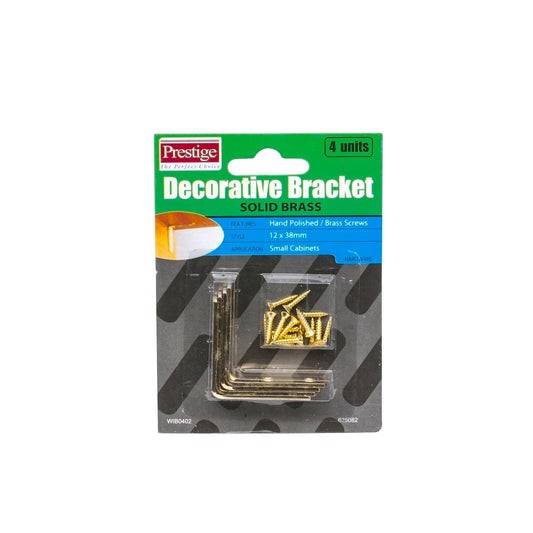 Prestige Decorative Bracket - 12 x 38mm - Brass - Hand Polished - Auzzistore