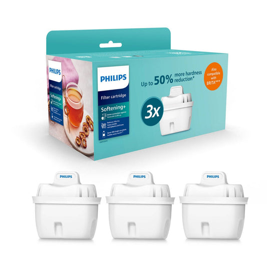 Philips 100L Water Station Jug Filter - White - 3 Pack - Softens Hard Water - Auzzistore
