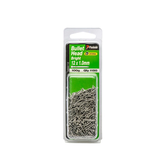 Paslode Bullet Head Nails 12mm Bright Steel 100g Internal Use - Auzzistore