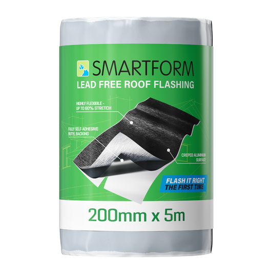 Smartform Black Lead Free Flashing - 200mm x 5m - Self-Adhesive, Flexible - Auzzistore