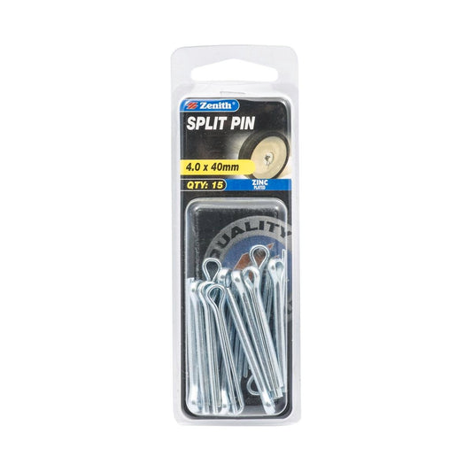 Zenith Split Pin - 4mm x 40mm - 15 Pack - Zinc Plated Internal Use - Auzzistore