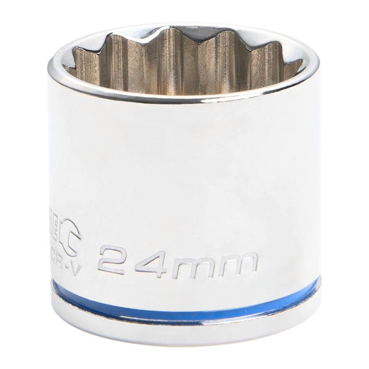 Kincrome 24mm 3/8 Drive Socket - Chrome Vanadium Steel - Rust Resistant - Auzzistore