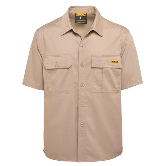 Dewalt Khaki Basalt Short Sleeve Button Up Shirt L - Moisture Resistant - Durable