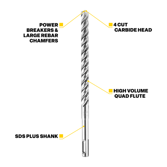Kango SDS Plus Drill Bit - 14mm x 600mm - Steel - Low Vibration Performance – view 2 - Auzzistore