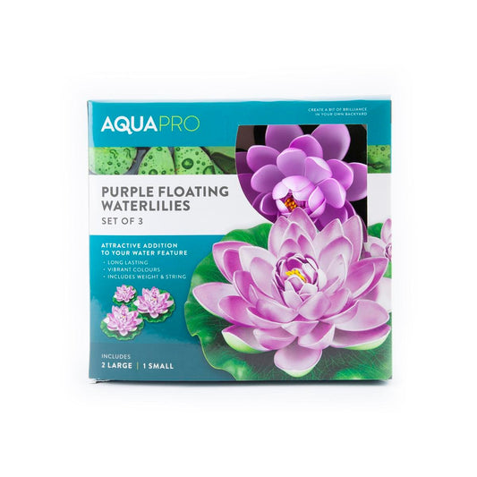 Aquapro Floating Water Lilies - 3 Pack - Purple - Outdoor Use