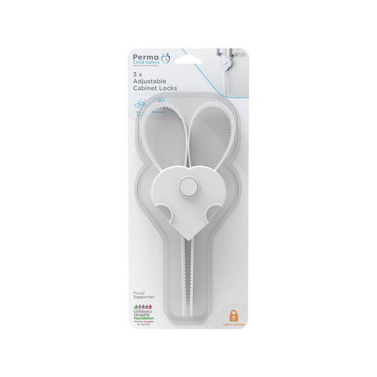 Perma Child Safety Adjustable Cabinet Locks - Plastic - 3 Pack - Easy to Operate