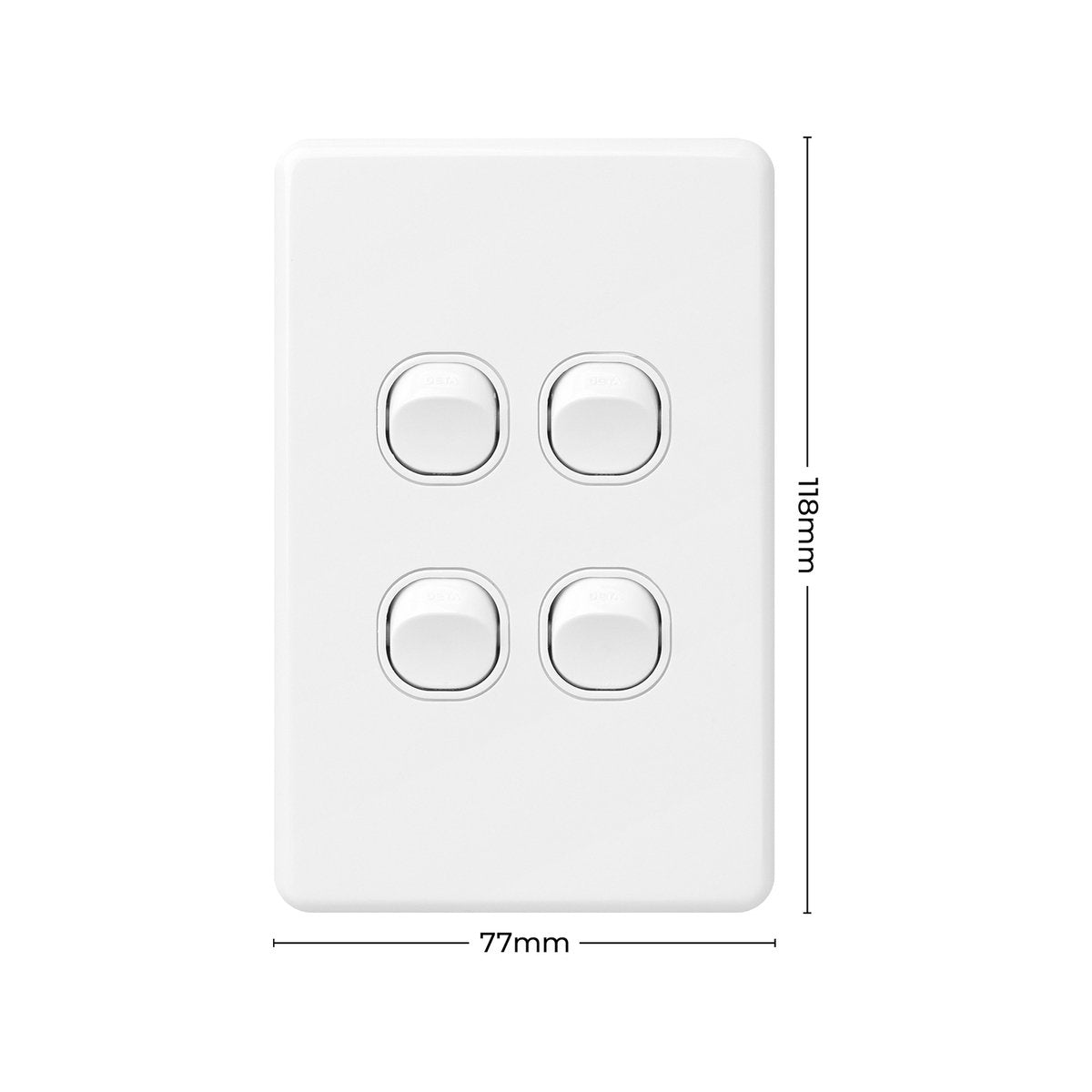 Deta X6 White Quad Vertical Switch - 4 Gang - Polycarbonate - Durable