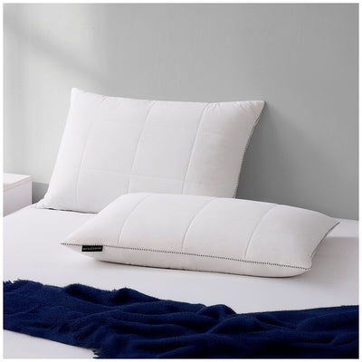 Hotel Grand Quilted All Feather Pillow 2 Pack Jumbo White 100% Cotton Cover