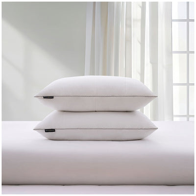 Hotel Grand Quilted All Feather Pillow 2 Pack Jumbo White 100% Cotton Cover