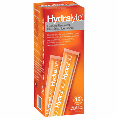 Hydralyte Electrolyte Ice Blocks Orange 2 x 16 (32 x 62.5mL)