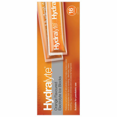 Hydralyte Electrolyte Ice Blocks Orange 2 x 16 (32 x 62.5mL)