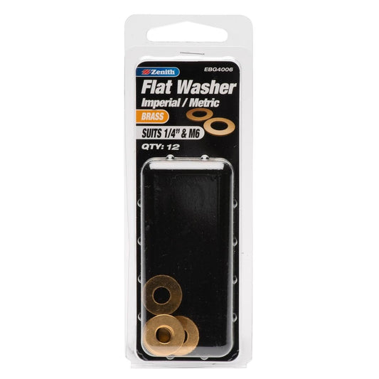 Zenith Flat Washer - 1/4 - 12 Pack - Solid Brass - Corrosion Resistant - Auzzistore