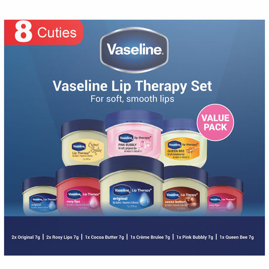 Vaseline Lip Therapy Set 8 x 7g - Moisturising Lip Balms in Assorted Flavours - Auzzistore