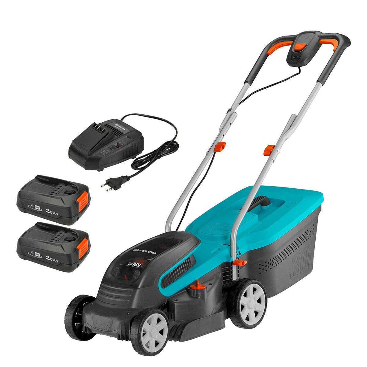 Gardena PowerMax 32/36V Battery Lawnmower Kit, 320mm Cutting Width, 200sqm Area