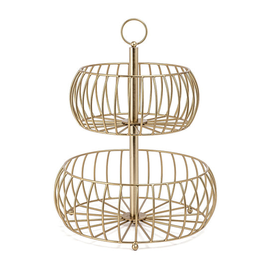over&back Golden Fruit Basket 2 Tier