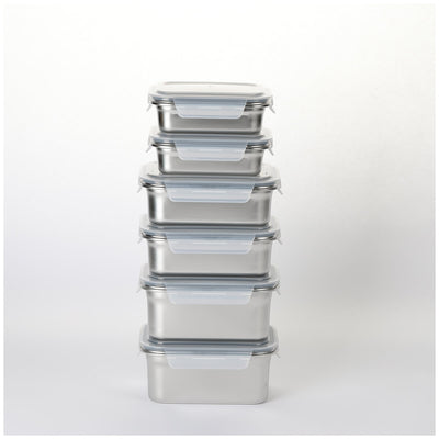 Neoflam 304 Stainless Steel Microwavable Containers 12-Piece Set Silver