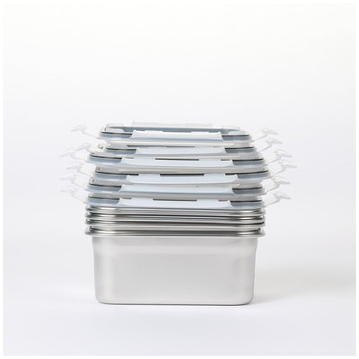 Neoflam 304 Stainless Steel Microwavable Containers 12-Piece Set Silver