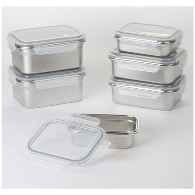 Neoflam 304 Stainless Steel Microwavable Containers 12-Piece Set Silver