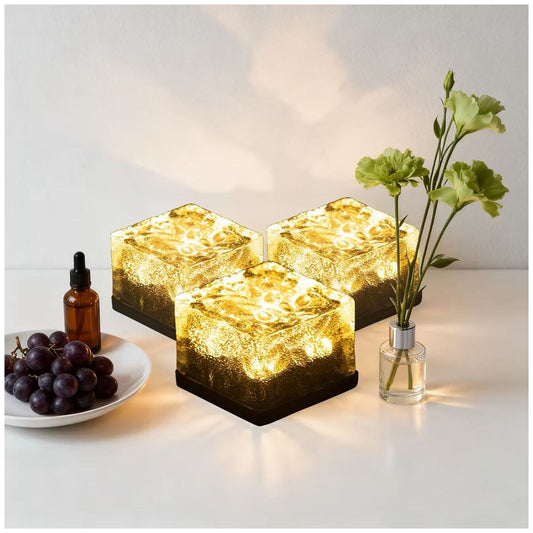 Dais Solar Brick Light 6 Pack Warm, 8 Hours Runtime, Glass Cover, 70mm Size