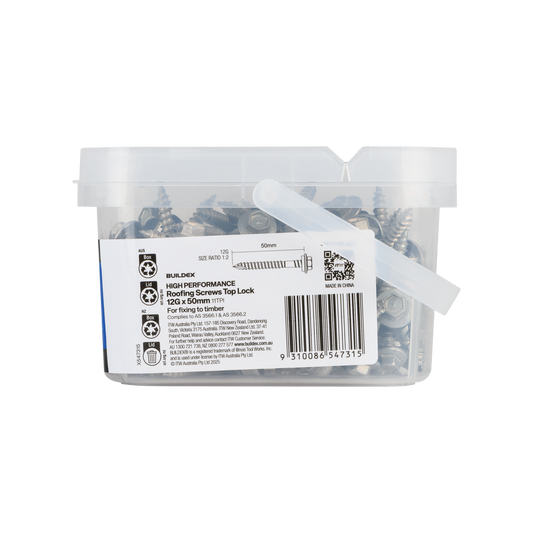 Buildex 12g Class 4 Roofing Screws - 50mm - 100 Pack - Corrosion Resistant – view 2 - Auzzistore