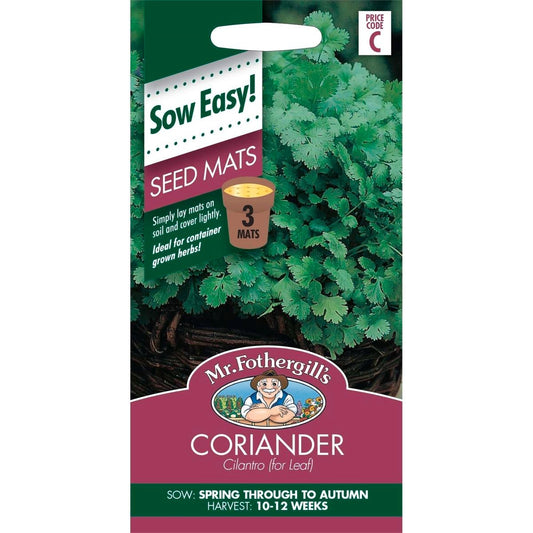 Mr Fothergill Coriander Seed Mat - 50cm - Biodegradable Paper - Herb