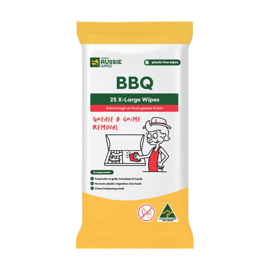 Great Aussie Large BBQ Wipes 25 Pack - Food Safe - Plant-Based - 158mm x 237mm - Auzzistore