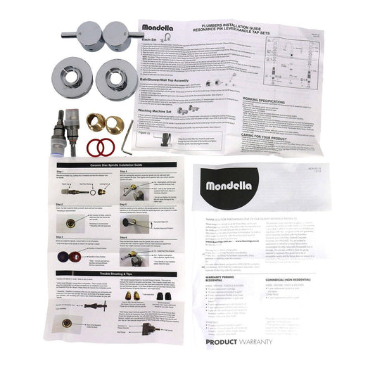 Mondella Chrome Resonance 1/4 Turn Pin Lever Wall Top Assembly - 245mm x 76mm x 1245mm - Precise Water Control – view 2
