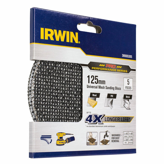Irwin Mixed Grit Sanding Discs - 125mm - Silicon Carbide - 5 Pack – view 2 - Auzzistore