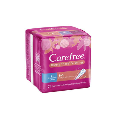 Carefree Barely There G-String Unscented Panty Liners - 24 Pack for Ultimate Comfort