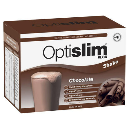 Optislim VLCD Meal Replacement Shake Chocolate 21x43g Sachets - Nutritionally Balanced Weight Management-Auzzi Store