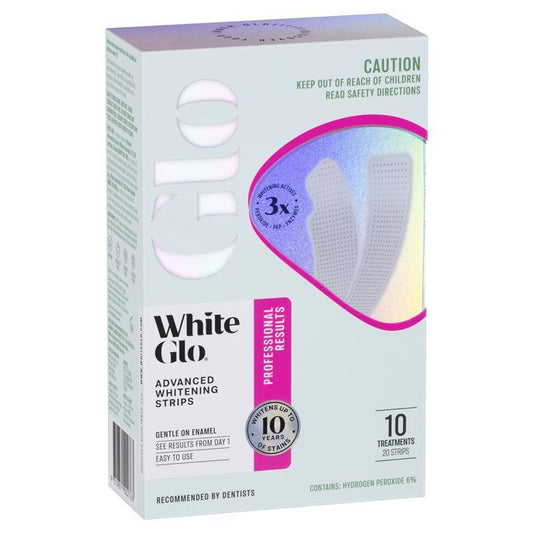 White Glo Advanced Whitening Strips - 20 Pack for Radiant Smiles