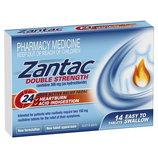 Zantac Double Strength 24 Hour 300mg - 14 Tablets for Extended Relief