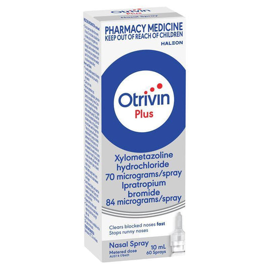 Otrivin Adult Plus Nasal Spray 10ml - Dual-Action Relief for Blocked Noses - Auzzistore
