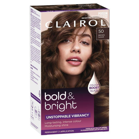 Clairol Bold & Bright Permanent Hair Colour 50 Brown Sugar - Vibrant & Moisturizing