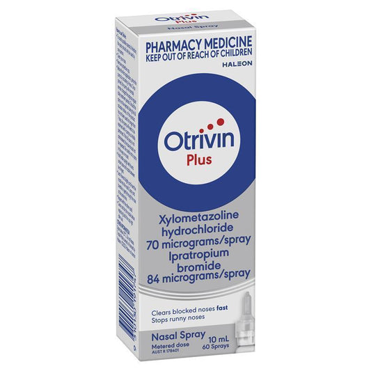 Otrivin Adult Plus Nasal Spray 10ml - Dual-Action Relief for Blocked Noses-Auzzi Store