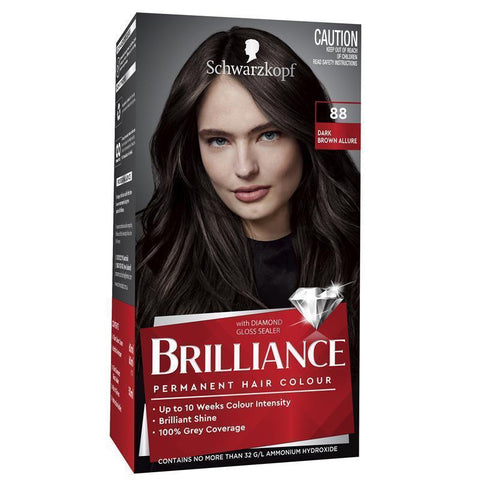 Schwarzkopf Brilliance 88 Dark Brown Allure - Permanent Hair Colour - Auzzistore