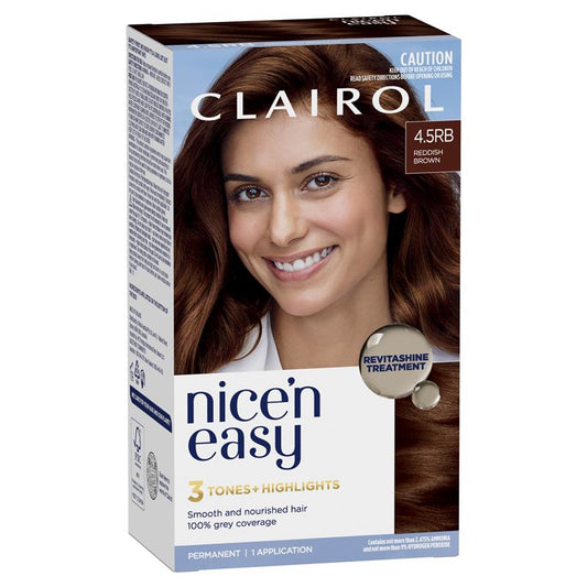 Clairol Nice N Easy 4.5RB Natural Reddish Brown Permanent Hair Colour - 173g - Auzzistore