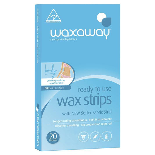 Waxaway Ready-to-Use Sensitive Body Wax Strips – 20 Count - Auzzistore