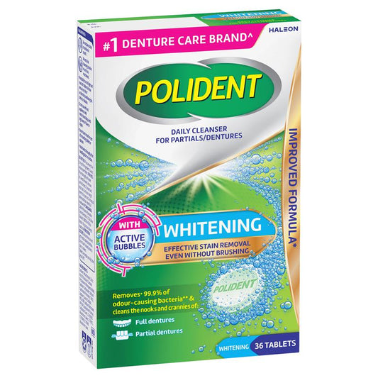 Polident Denture Cleanser Whitening Tablets - 36 Pack - Auzzistore