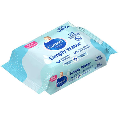 Curash Simply Water Wipes 20 Pack - Gentle Baby Wipes